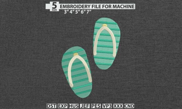 Download Beach Flip Flops DST PES Embroidery File - Pes embroidery file Collection