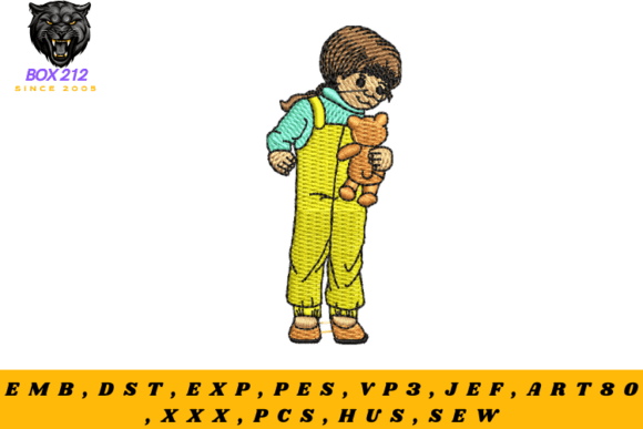 Download Girl Playing with Teddy Bear Embroidery - Girl Collection